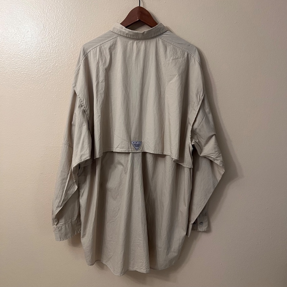 Columbia Men's PFG Sportswear Khaki Button Down Shirt Fishing Lightweight Sz 2XL - Picture 2 of 11